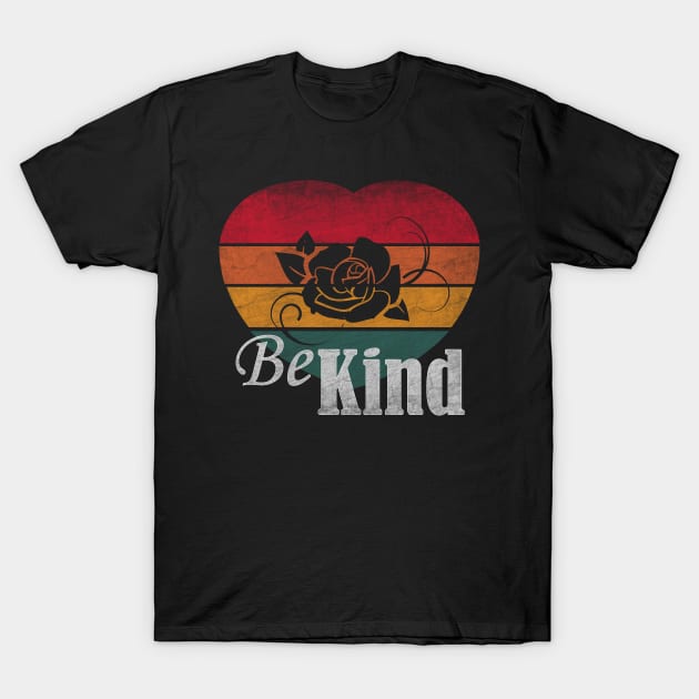 Be Kind T-shirt Heart Retro T-Shirt by PEHardy Design